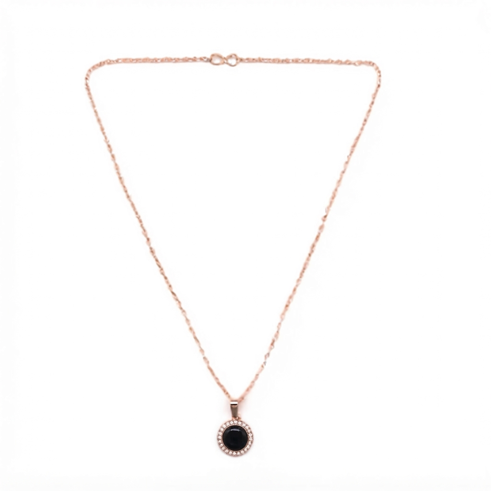 The99Jewel Sparkling Austrian Stone Rose Gold Plated Round Shape Chain Pendant