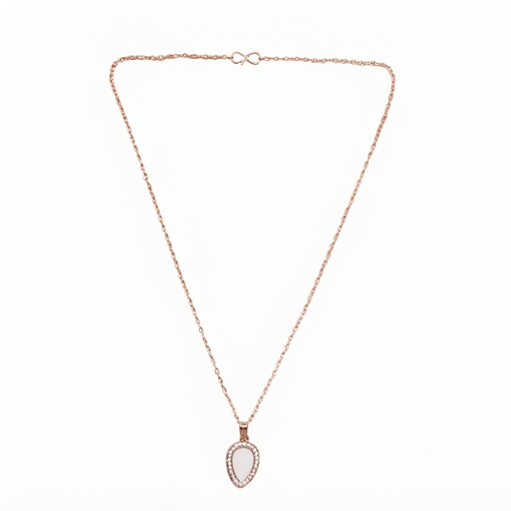 The99Jewel Sparkling Austrian Stone Rose Gold Plated Tear Drop Shape Chain Pendant