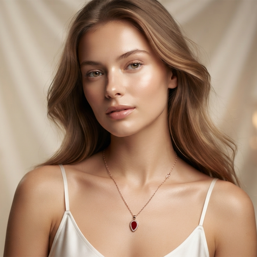 The99Jewel Sparkling Austrian Stone Rose Gold Plated Tear Drop Shape Chain Pendant