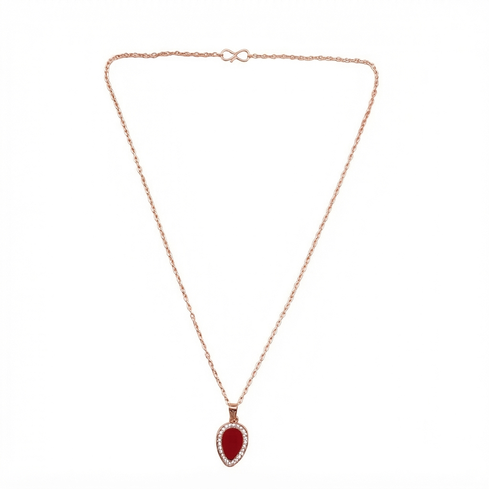 The99Jewel Sparkling Austrian Stone Rose Gold Plated Tear Drop Shape Chain Pendant