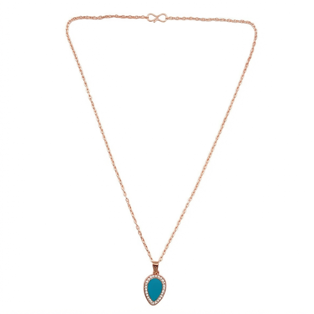 The99Jewel Sparkling Austrian Stone Rose Gold Plated Tear Drop Shape Chain Pendant