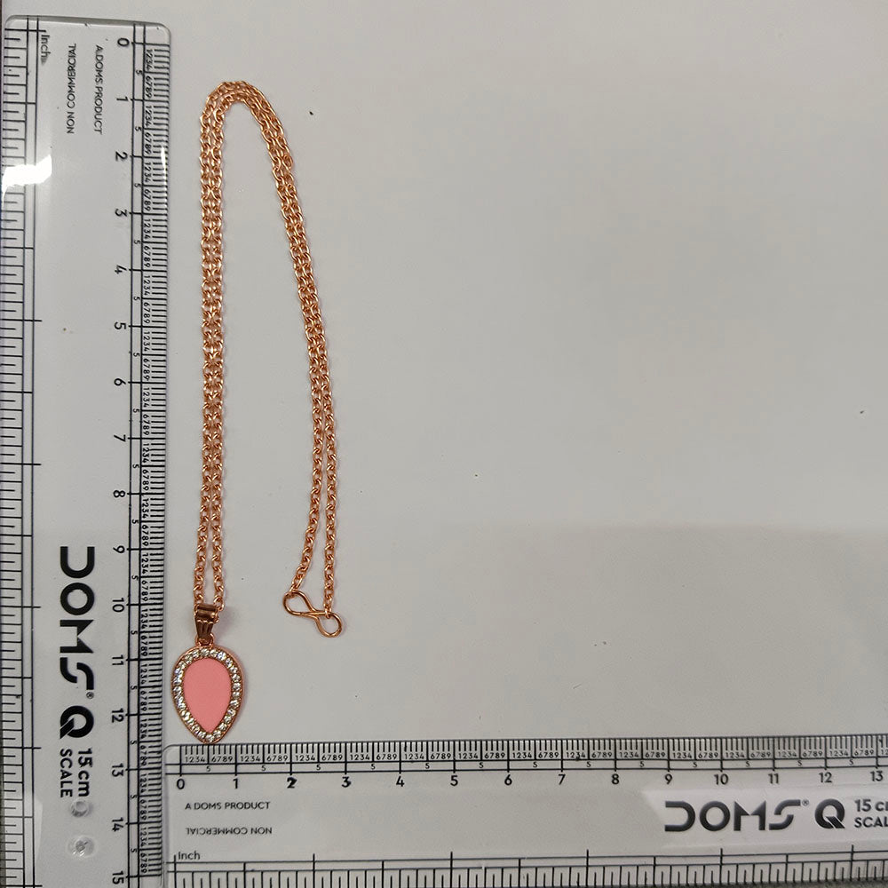 The99Jewel Sparkling Austrian Stone Rose Gold Plated Tear Drop Shape Chain Pendant