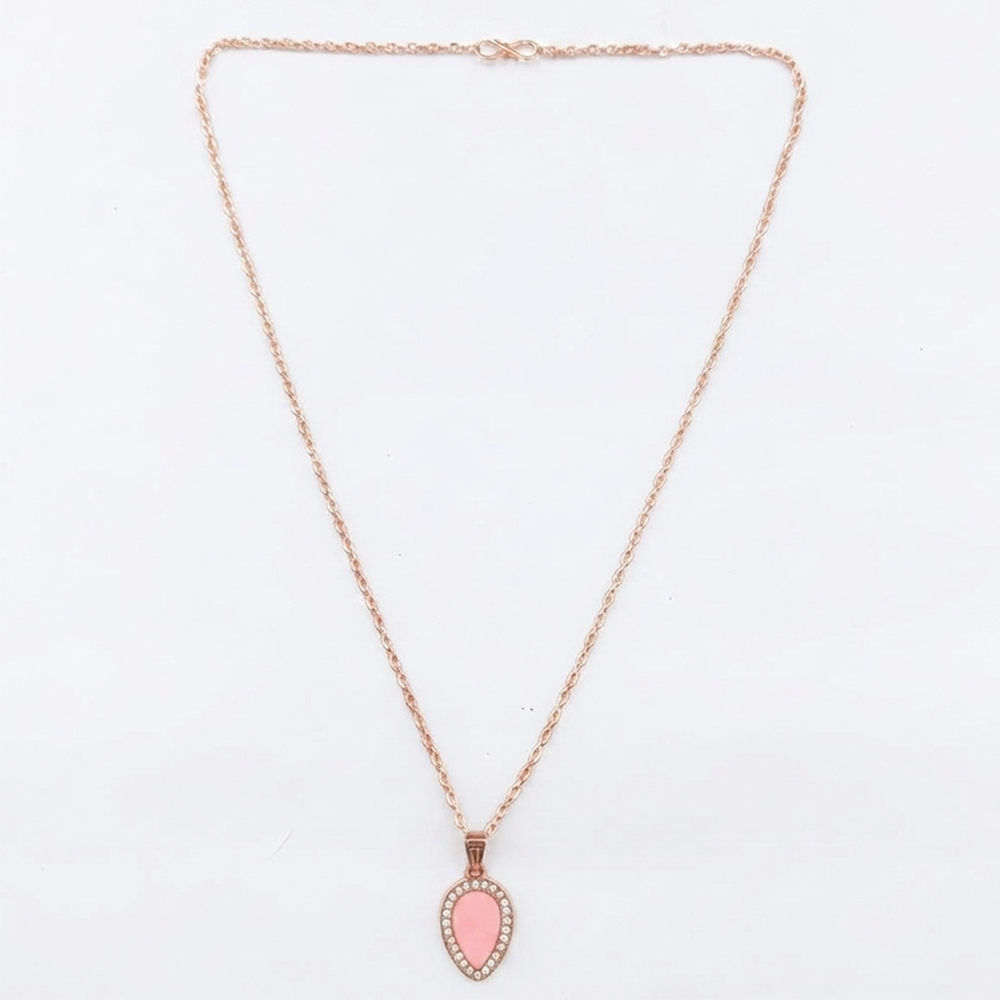 The99Jewel Sparkling Austrian Stone Rose Gold Plated Tear Drop Shape Chain Pendant
