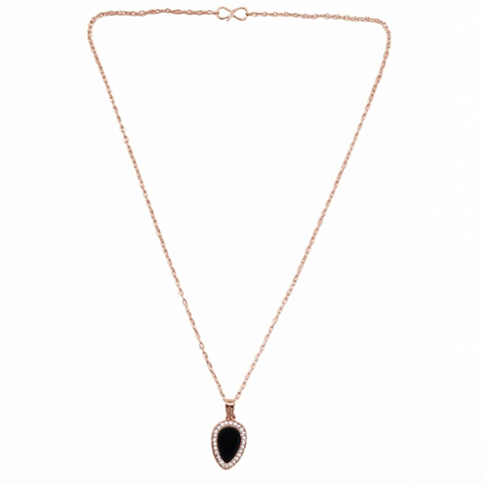 The99Jewel Sparkling Austrian Stone Rose Gold Plated Tear Drop Shape Chain Pendant