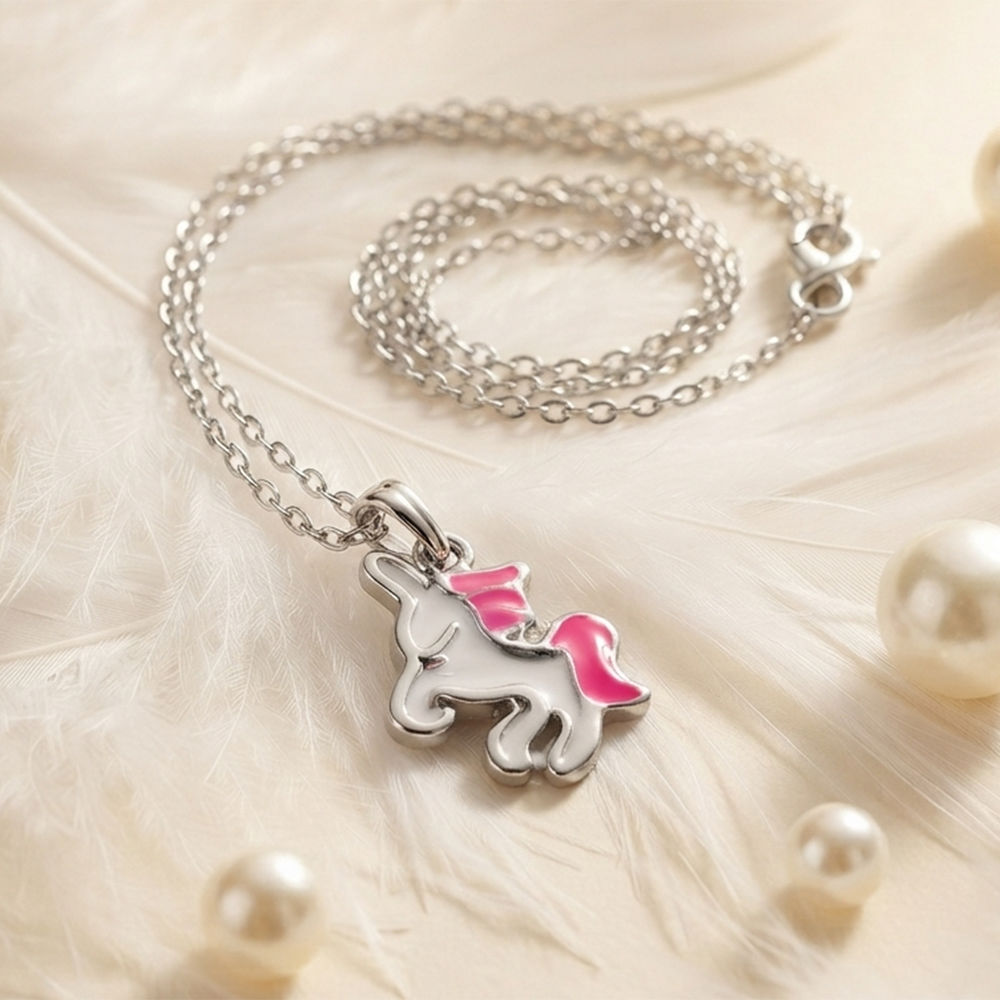 The99Jewel Stylish Austrian Stone Silver Plated Unicorn Shape Chain Pendant