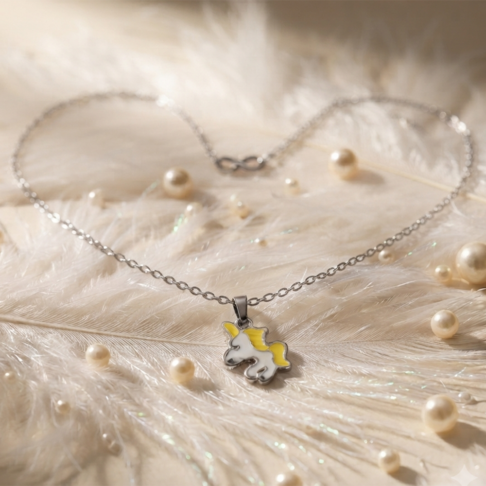 The99Jewel Stylish Austrian Stone Silver Plated Unicorn Shape Chain Pendant