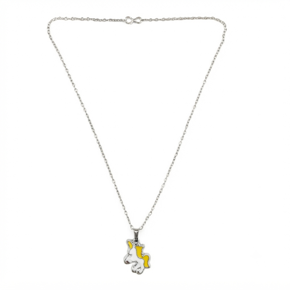 The99Jewel Stylish Austrian Stone Silver Plated Unicorn Shape Chain Pendant