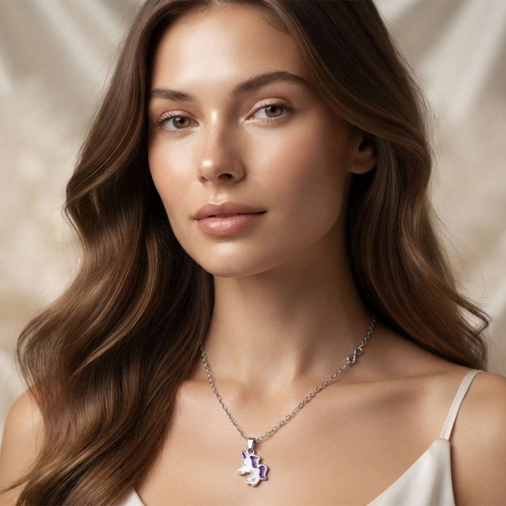 The99Jewel Stylish Austrian Stone Silver Plated Unicorn Shape Chain Pendant