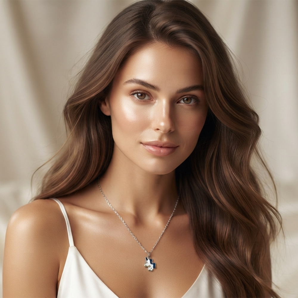 The99Jewel Stylish Austrian Stone Silver Plated Unicorn Shape Chain Pendant