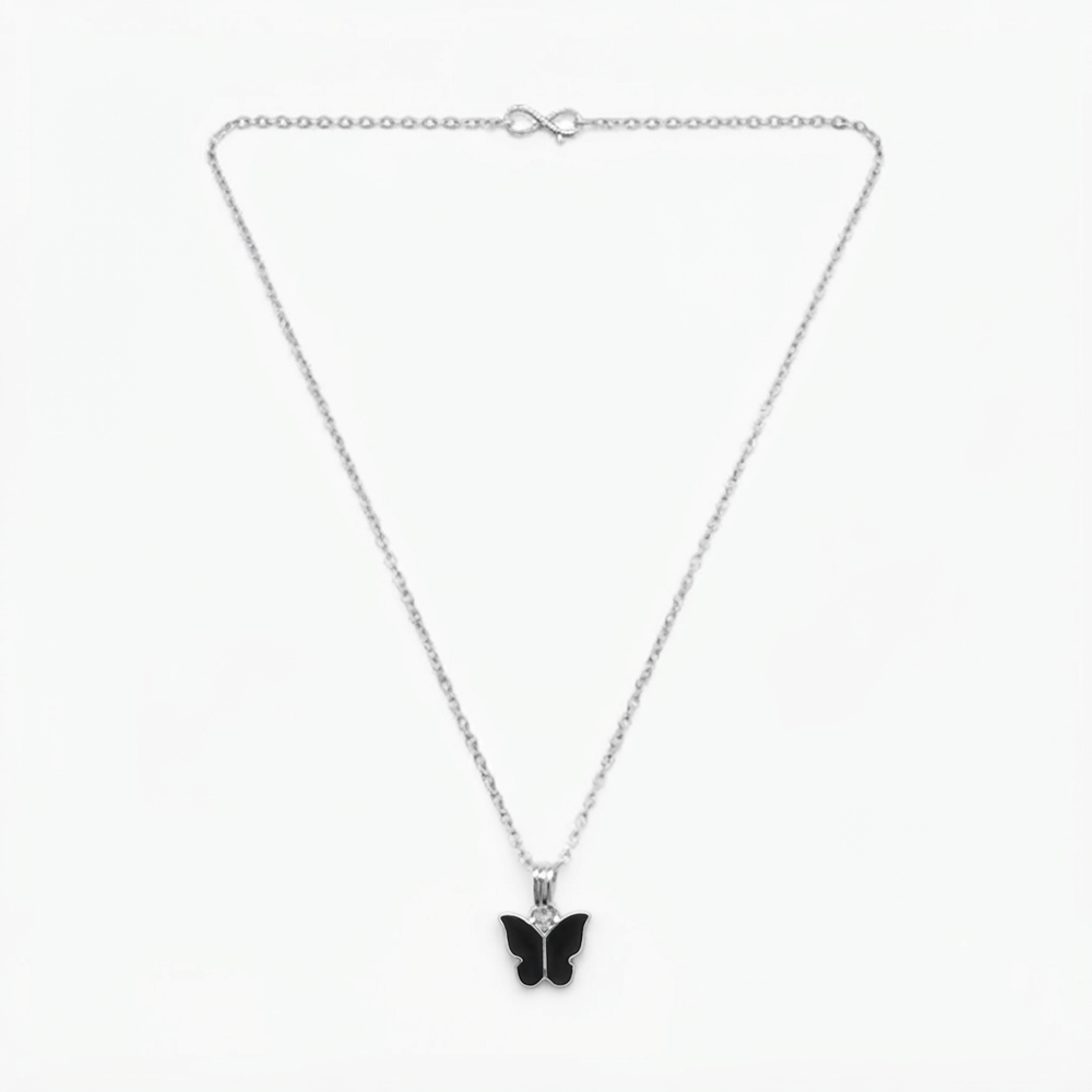 The99Jewel Lightweight  Austrian Stone Silver Plated Butterfly Shape Chain Pendant