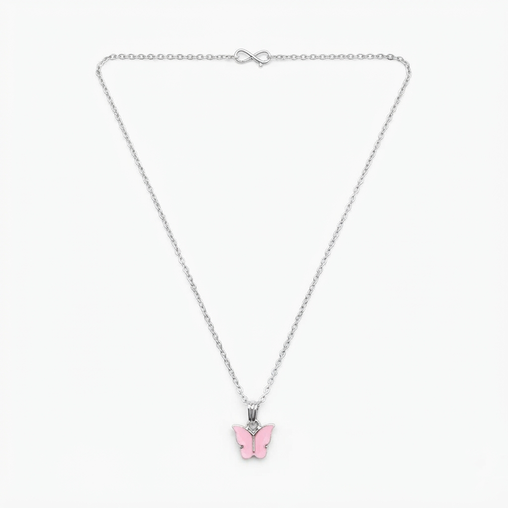 The99Jewel Lightweight  Austrian Stone Silver Plated Butterfly Shape Chain Pendant