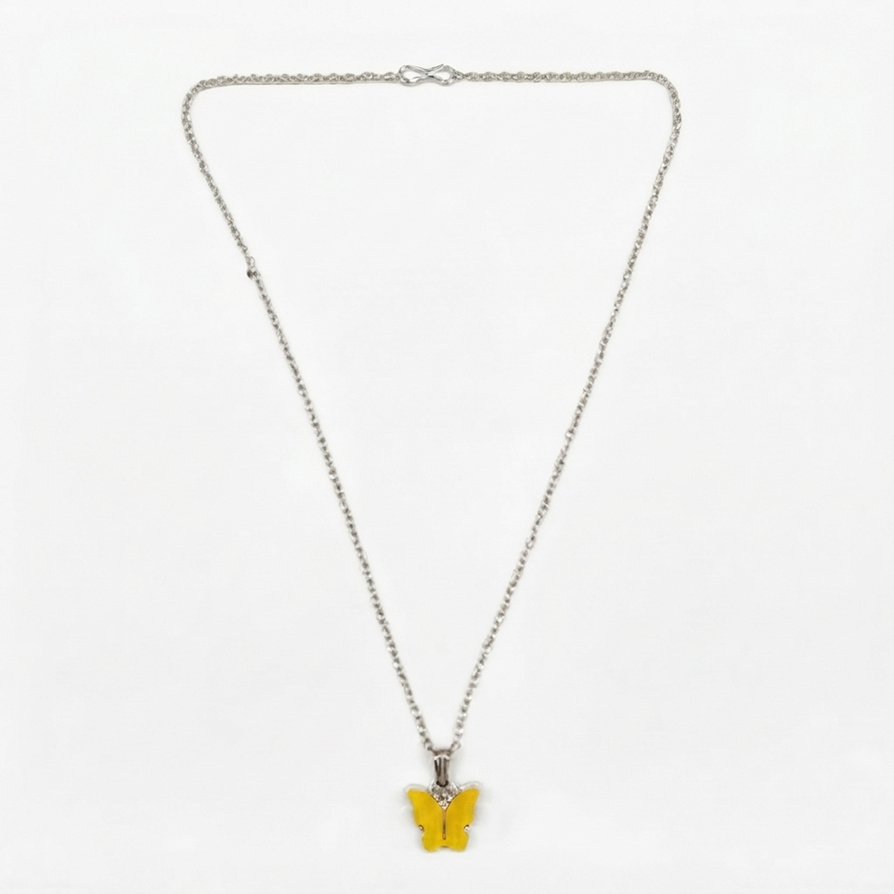 The99Jewel Lightweight  Austrian Stone Silver Plated Butterfly Shape Chain Pendant