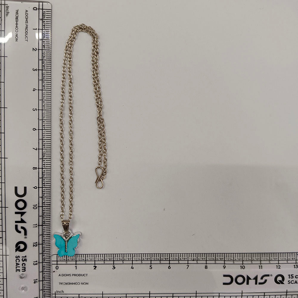 The99Jewel Lightweight  Austrian Stone Silver Plated Butterfly Shape Chain Pendant