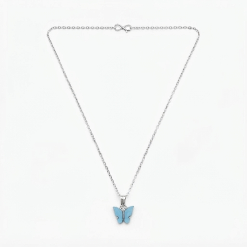 The99Jewel Lightweight  Austrian Stone Silver Plated Butterfly Shape Chain Pendant