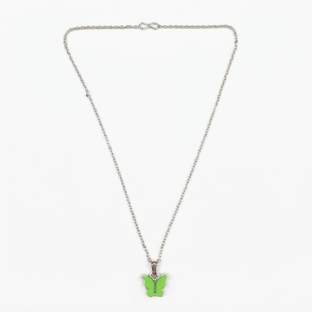 The99Jewel Lightweight  Austrian Stone Silver Plated Butterfly Shape Chain Pendant