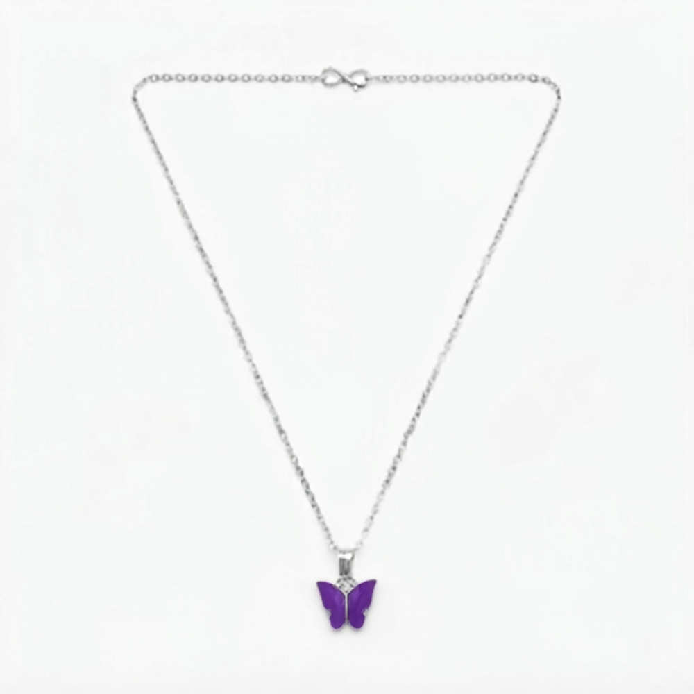 The99Jewel Lightweight  Austrian Stone Silver Plated Butterfly Shape Chain Pendant
