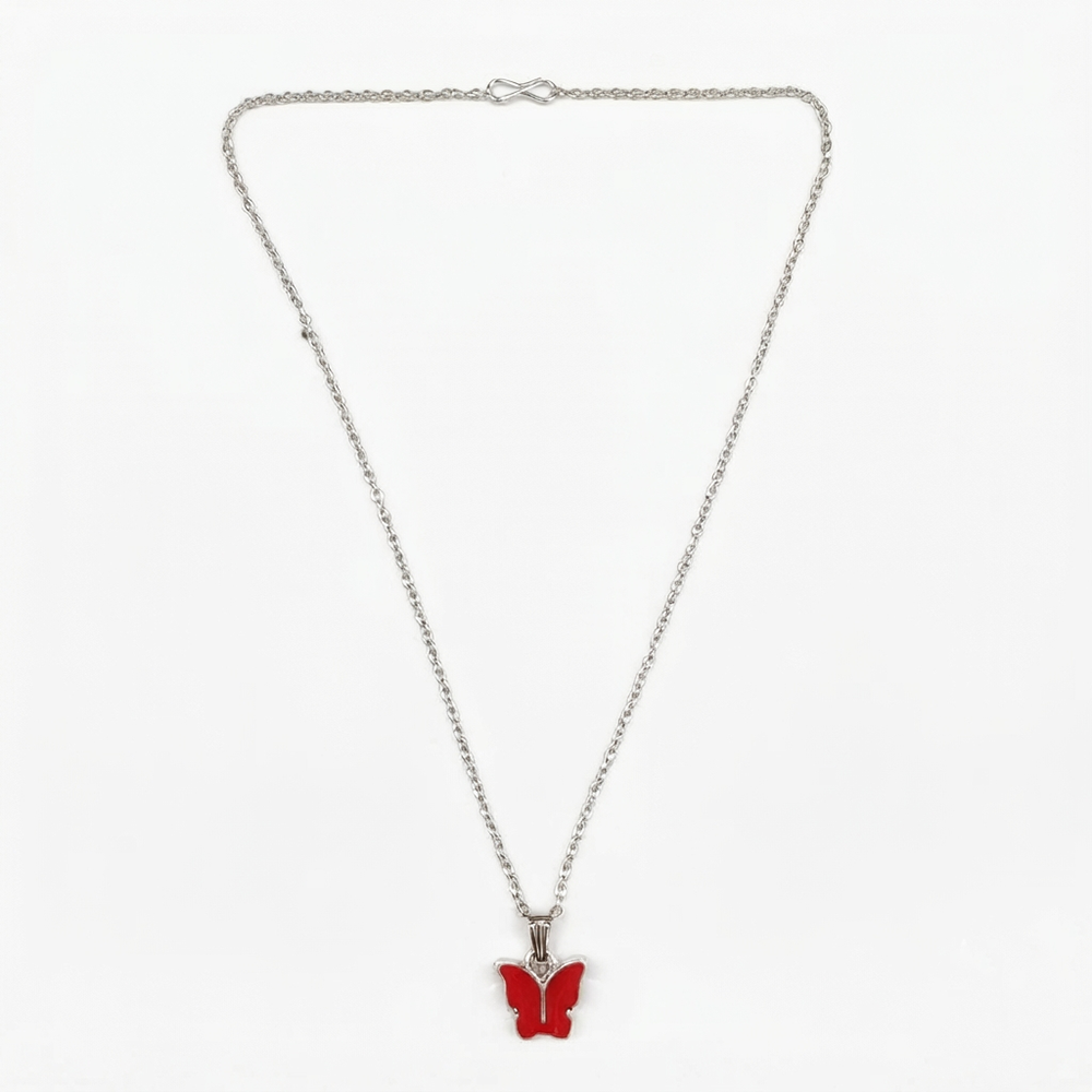 The99Jewel Lightweight  Austrian Stone Silver Plated Butterfly Shape Chain Pendant