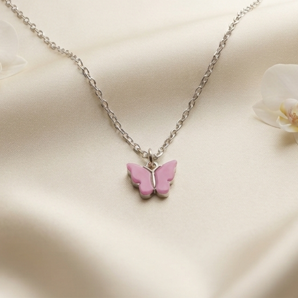 The99Jewel Beautiful Butterfly Shape Silver Plated Chain Pendant  for Women 