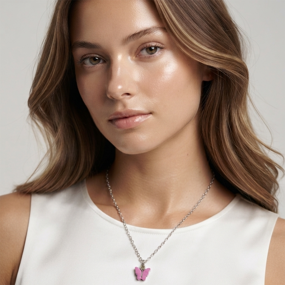 The99Jewel Beautiful Butterfly Shape Silver Plated Chain Pendant  for Women