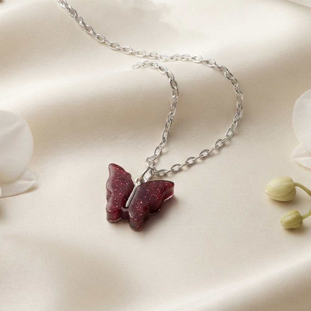 The99Jewel Beautiful Butterfly Shape Silver Plated Chain Pendant  for Women 