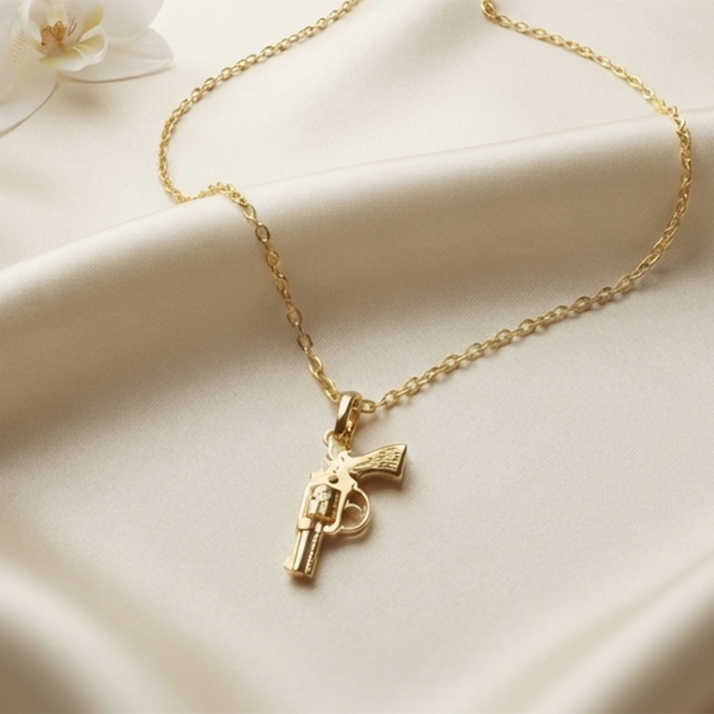 The99Jewel Modern Gold Plated Gun Shape Chain Pendant for Women 