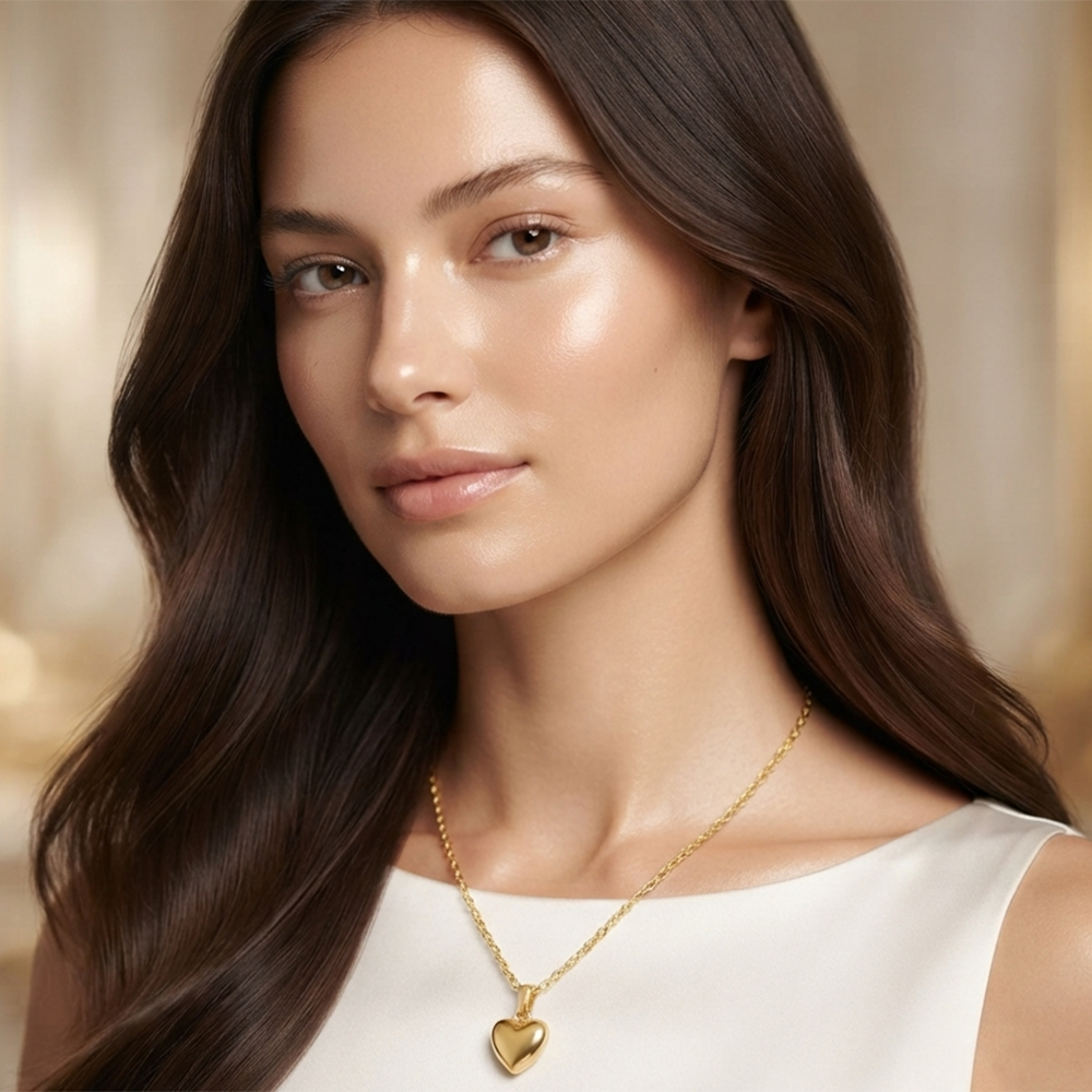 The99Jewel Modern Gold Plated Heart Shape Chain Pendant for Women 