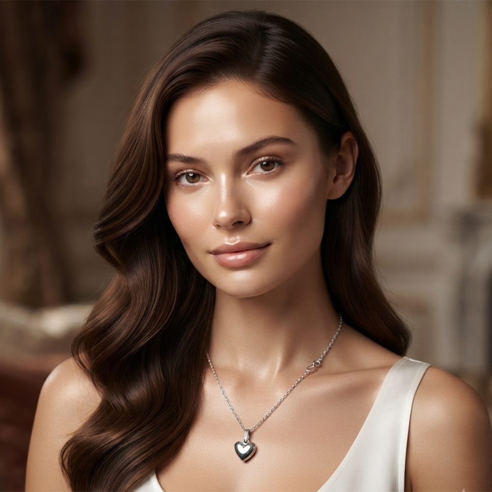 The99Jewel Trendy Silver Plated Heart  Shape Pendant Chain for Women