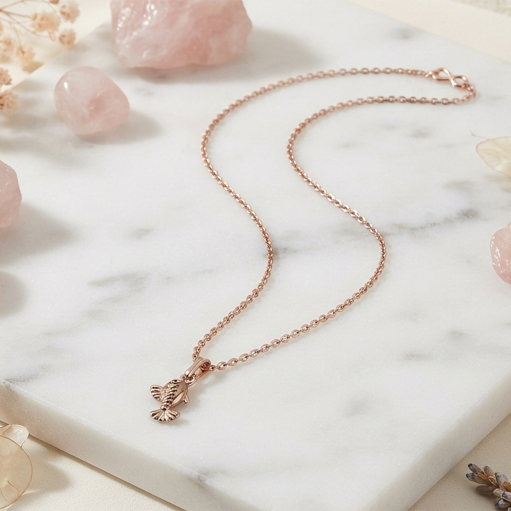 The99Jewel Trendy Rose Gold Plated Fish Shape Pendant Chain for Women
