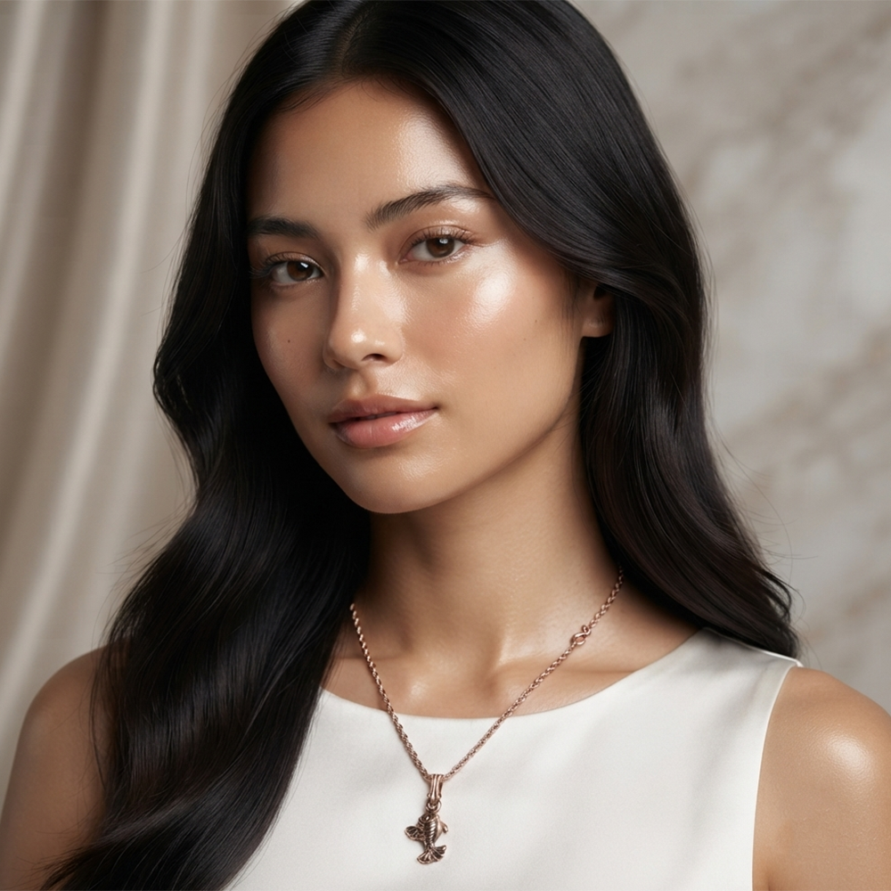 The99Jewel Trendy Rose Gold Plated Fish Shape Pendant Chain for Women