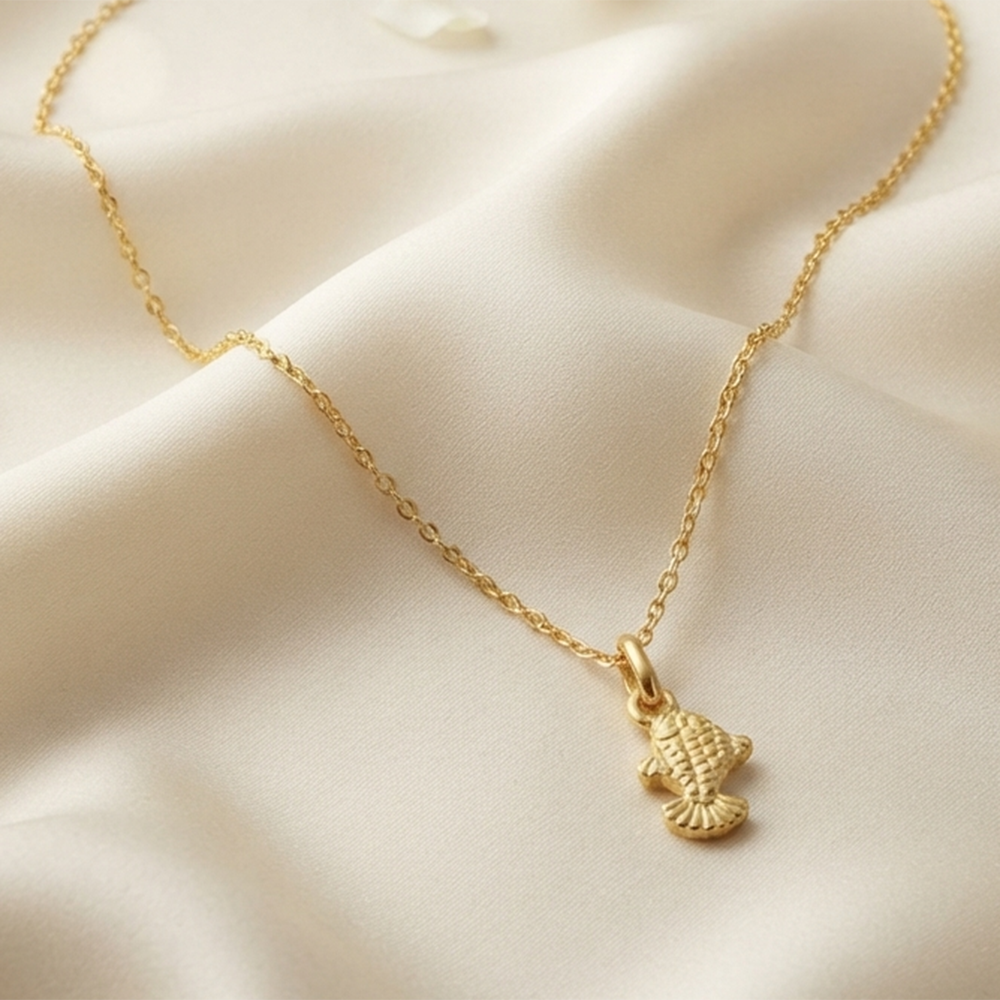 The99Jewel Modern Gold Plated Fish Shape Chain Pendant for Women 