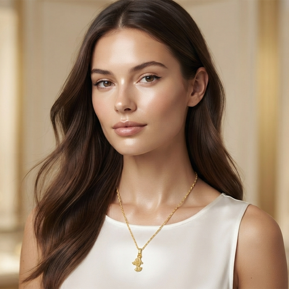 The99Jewel Modern Gold Plated Fish Shape Chain Pendant for Women