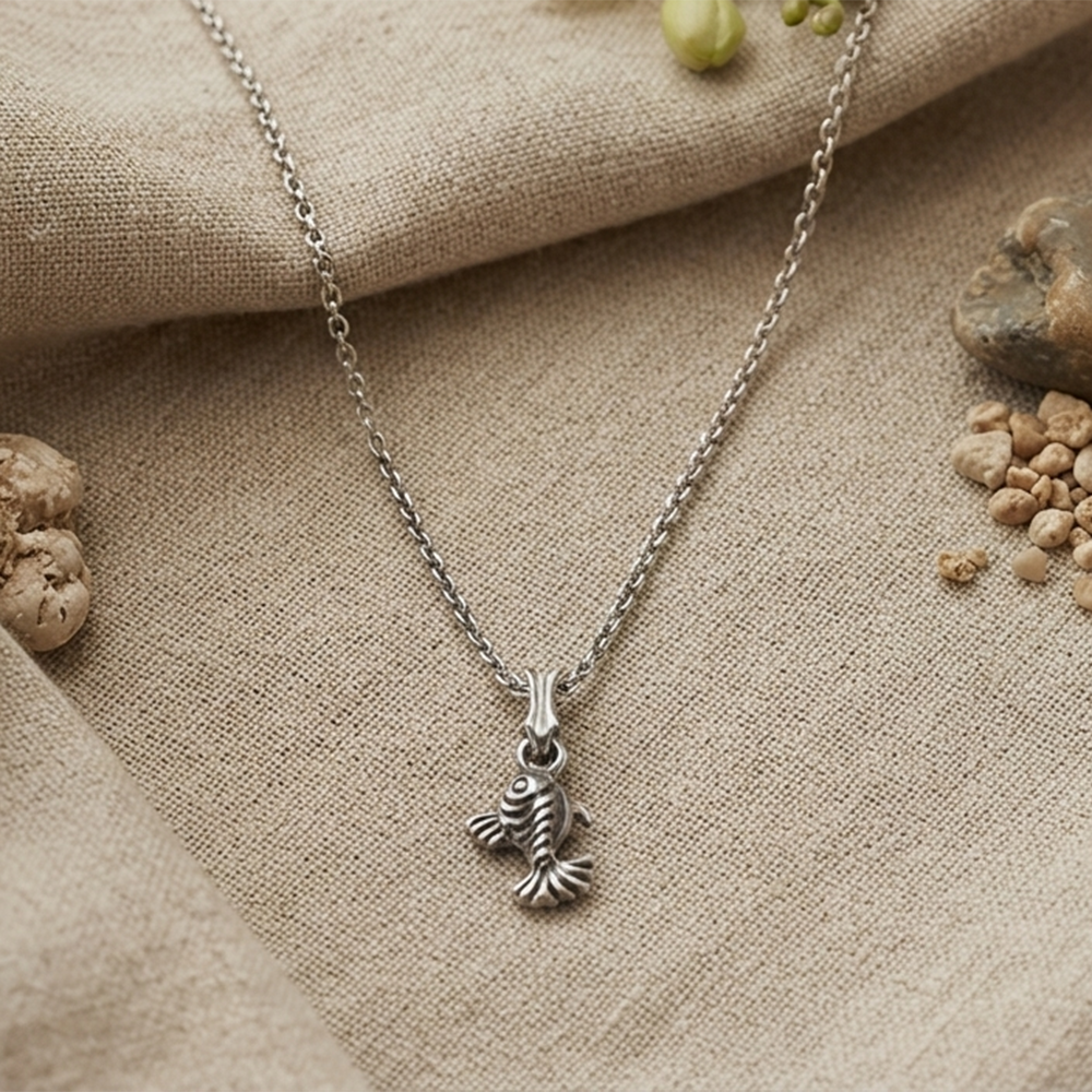 The99Jewel Trendy Silver Plated Fish Shape Pendant Chain for Women