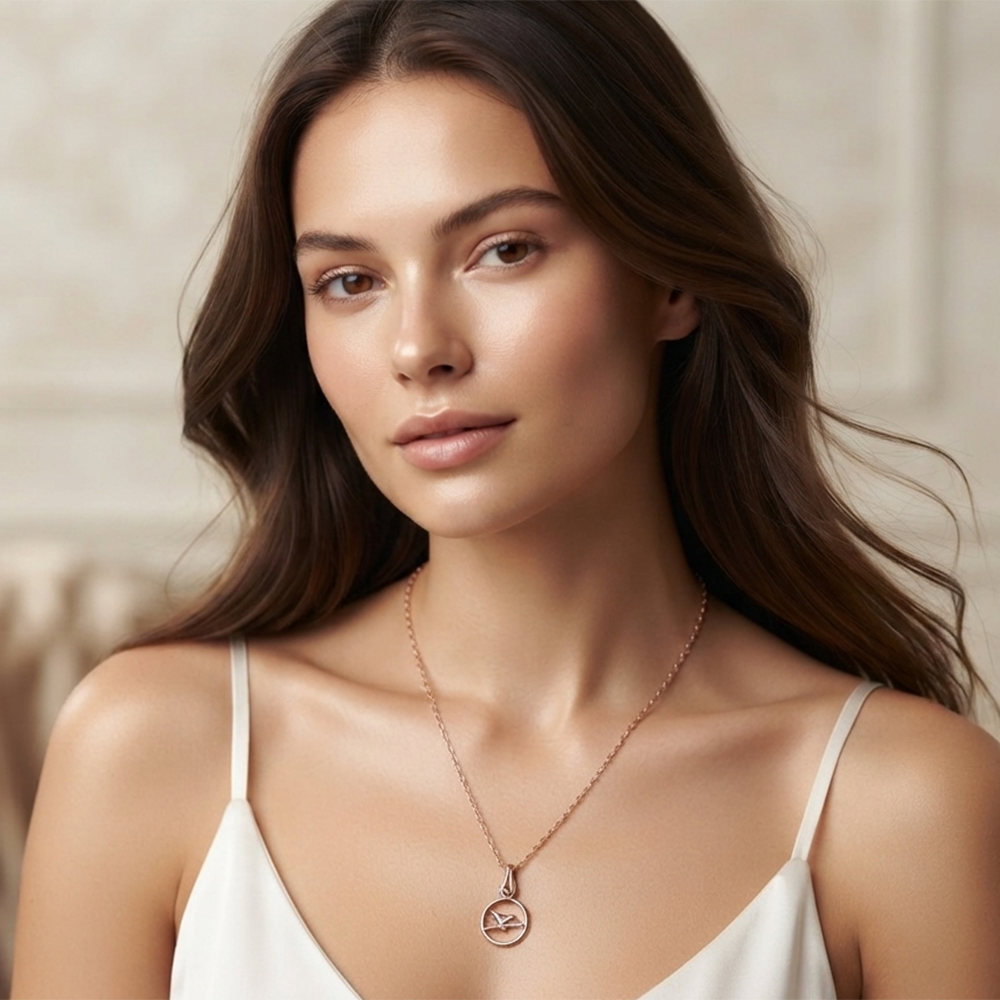 The99Jewel Trendy Rose Gold Plated Bird Motif Pendant Chain for Women