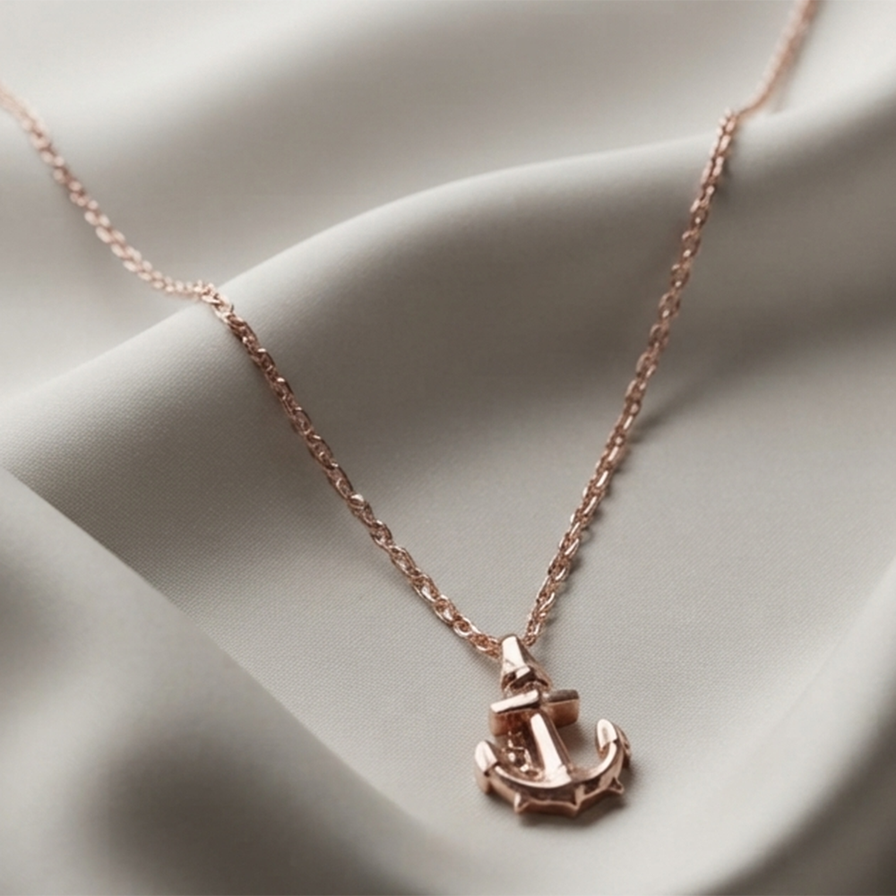 The99Jewel Trendy Rose Gold Plated Anchor Shape Pendant Chain for Women