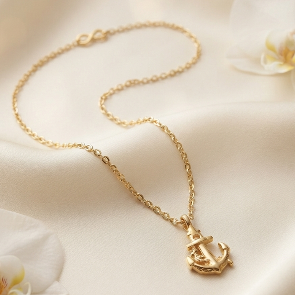 The99Jewel Modern Gold Plated Anchor Shape Chain Pendant for Women 