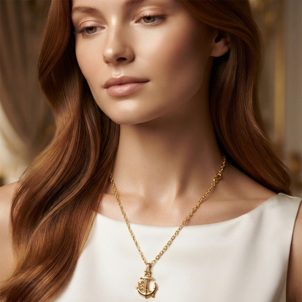 The99Jewel Modern Gold Plated Anchor Shape Chain Pendant for Women