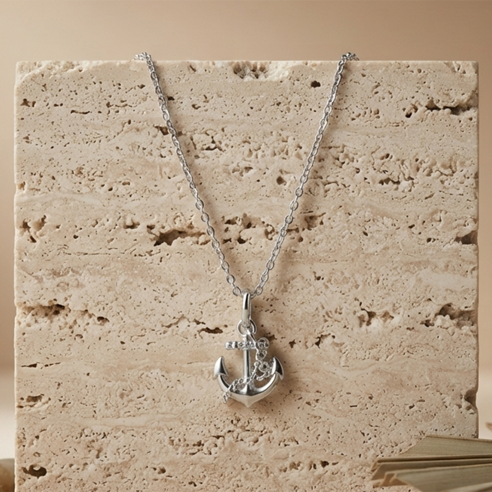 The99Jewel Trendy Silver Plated Anchor Shape Pendant Chain for Women
