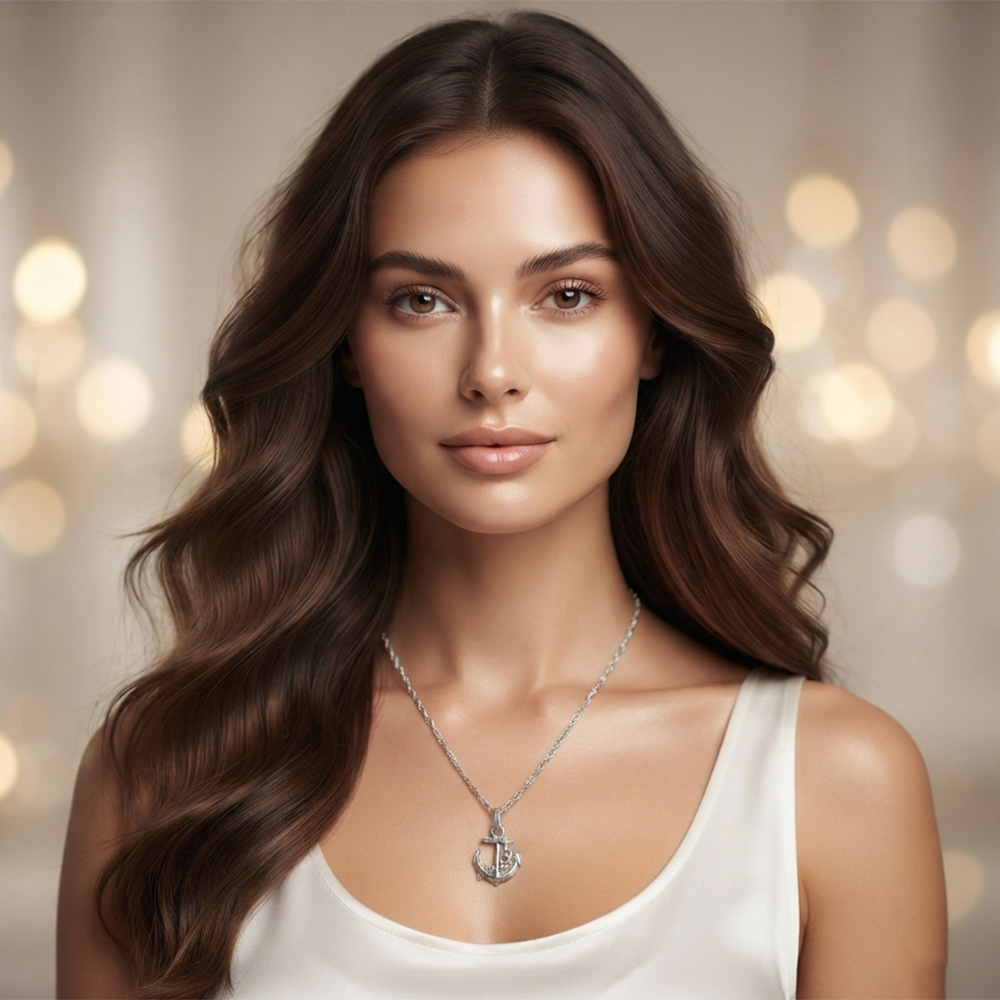 The99Jewel Trendy Silver Plated Anchor Shape Pendant Chain for Women