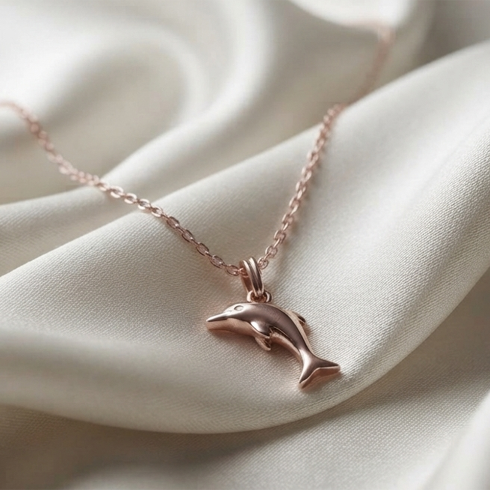 The99Jewel Trendy Rose Gold Plated Fish Shape Pendant Chain for Women