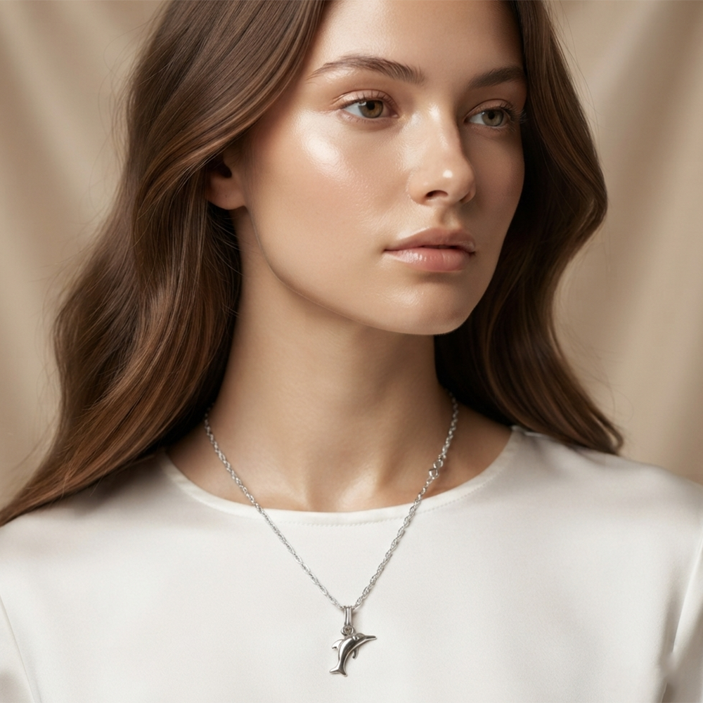 The99Jewel Trendy Silver Plated Fish Shape Pendant Chain for Women