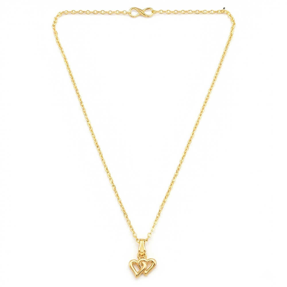The99Jewel Modern Gold Plated Double Heart  Shape Chain Pendant for Women