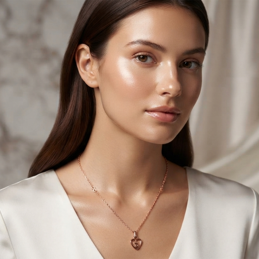 The99Jewel Modern Rose Gold Plated Heart Shape Pendant Chain for Women