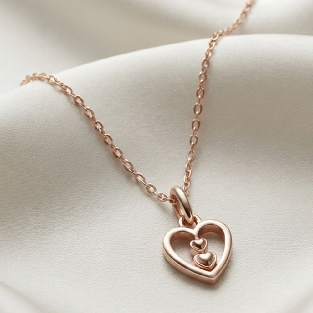 The99Jewel Modern Rose Gold Plated Heart Shape Pendant Chain for Women