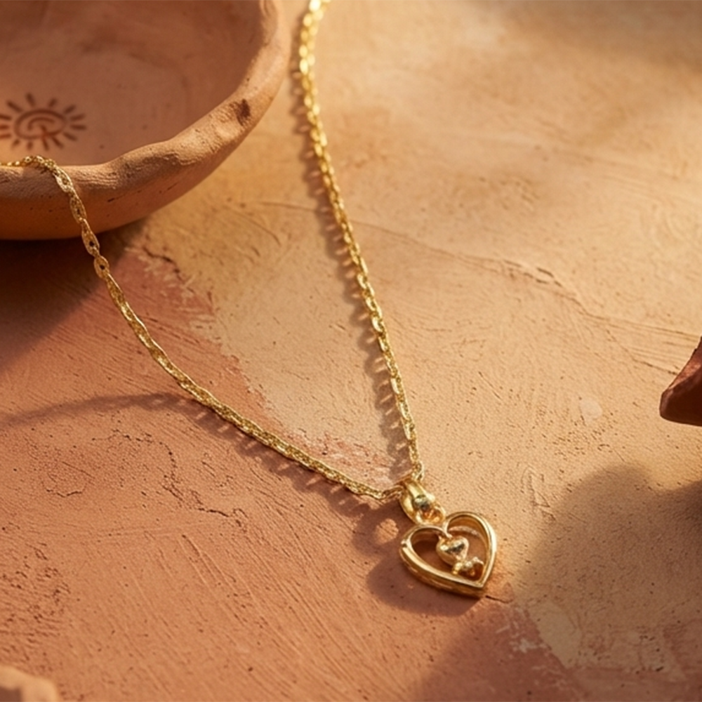 The99Jewel Modern Gold Plated Heart Shape Chain Pendant for Women 