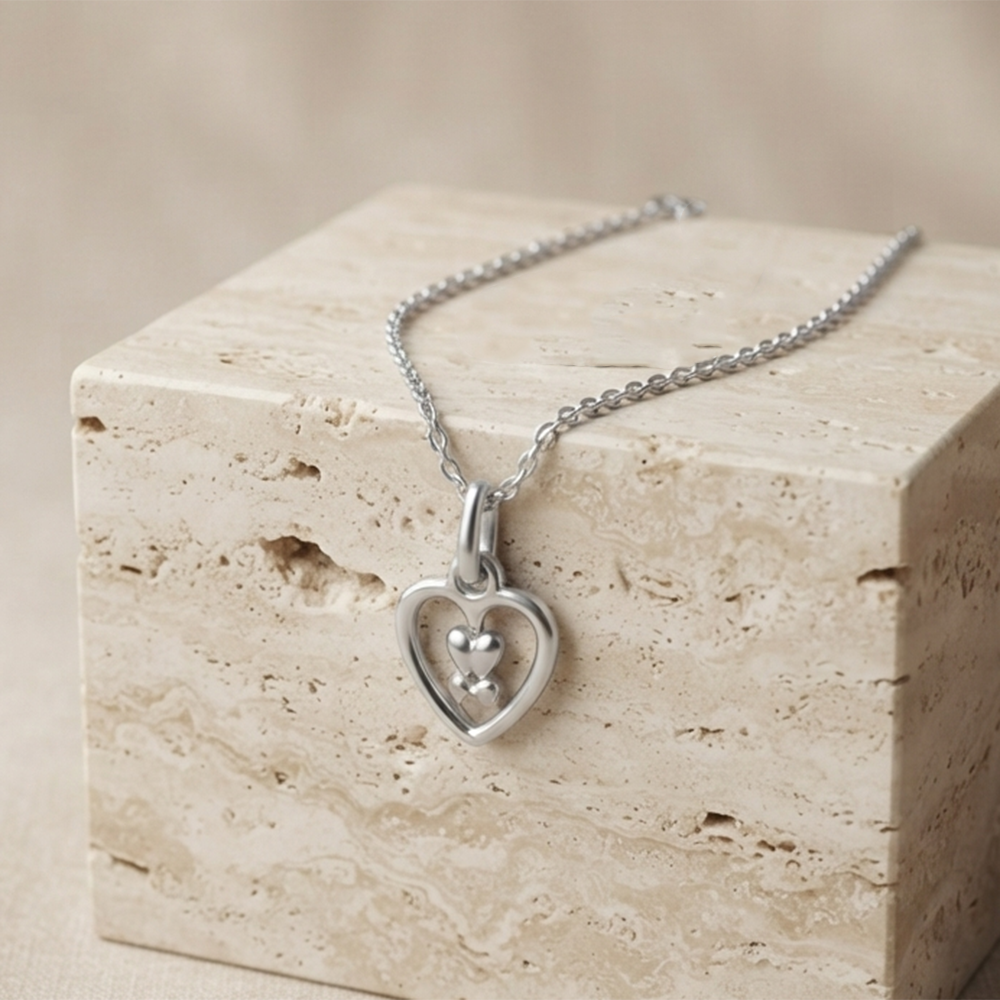 The99Jewel Modern Silver Plated Heart Shape Pendant Chain for Women