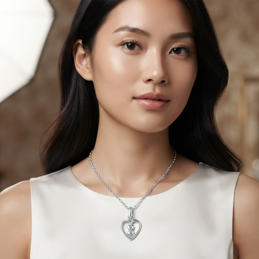 The99Jewel Modern Silver Plated Heart Shape Pendant Chain for Women