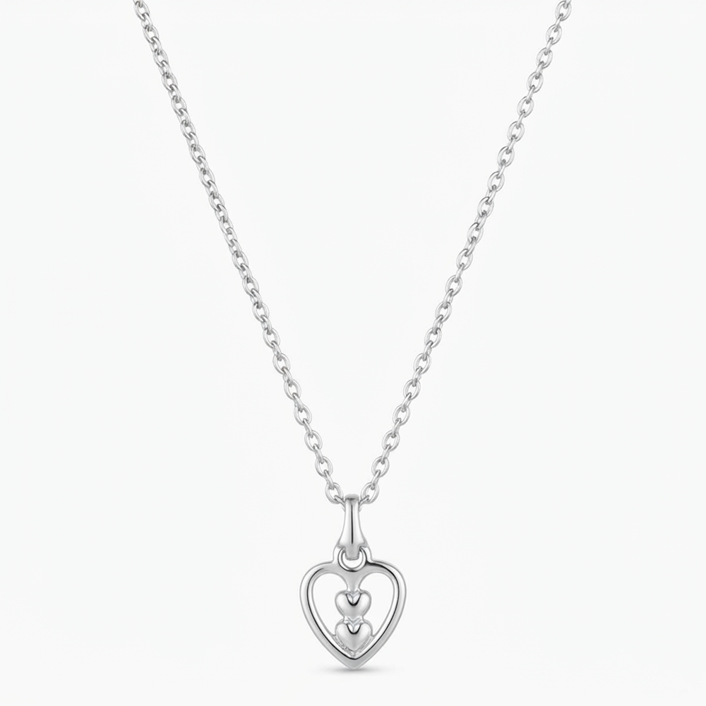 The99Jewel Modern Silver Plated Heart Shape Pendant Chain for Women