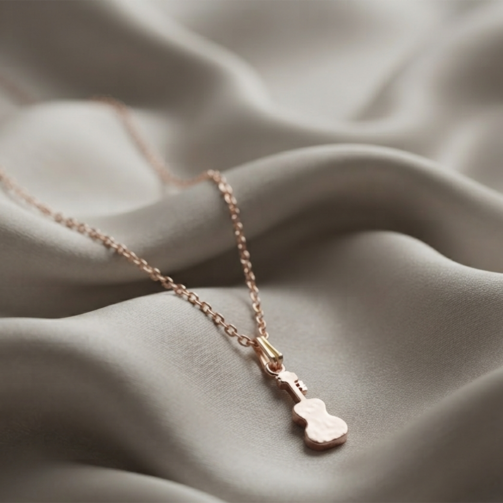 The99Jewel Modern Rose Gold Plated Guitar Shape Pendant Chain for Women
