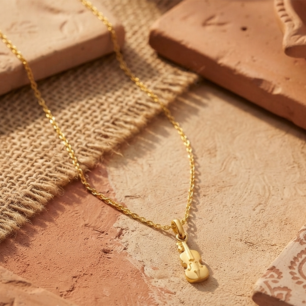 The99Jewel Modern Gold Plated Guitar Shape Chain Pendant for Women 