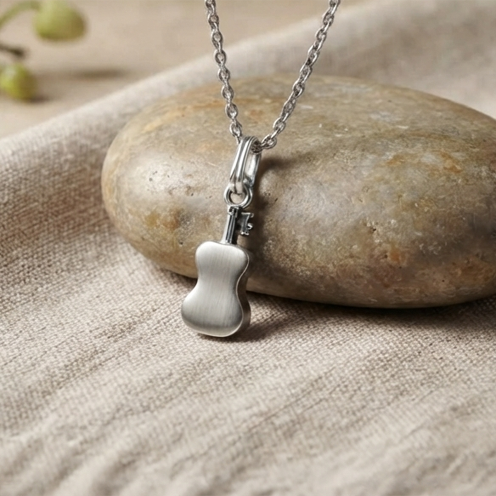 The99Jewel Modern Silver Plated Guitar Shape Pendant Chain for Women